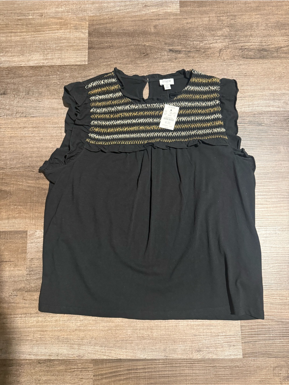 J. Crew Black Maxi Skirt with Gold-Accented Smocked Yoke